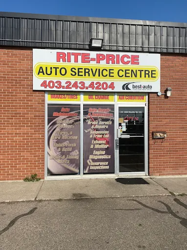 Rite-Price Auto Service Centre storefront on Manilla Road SE, Calgary